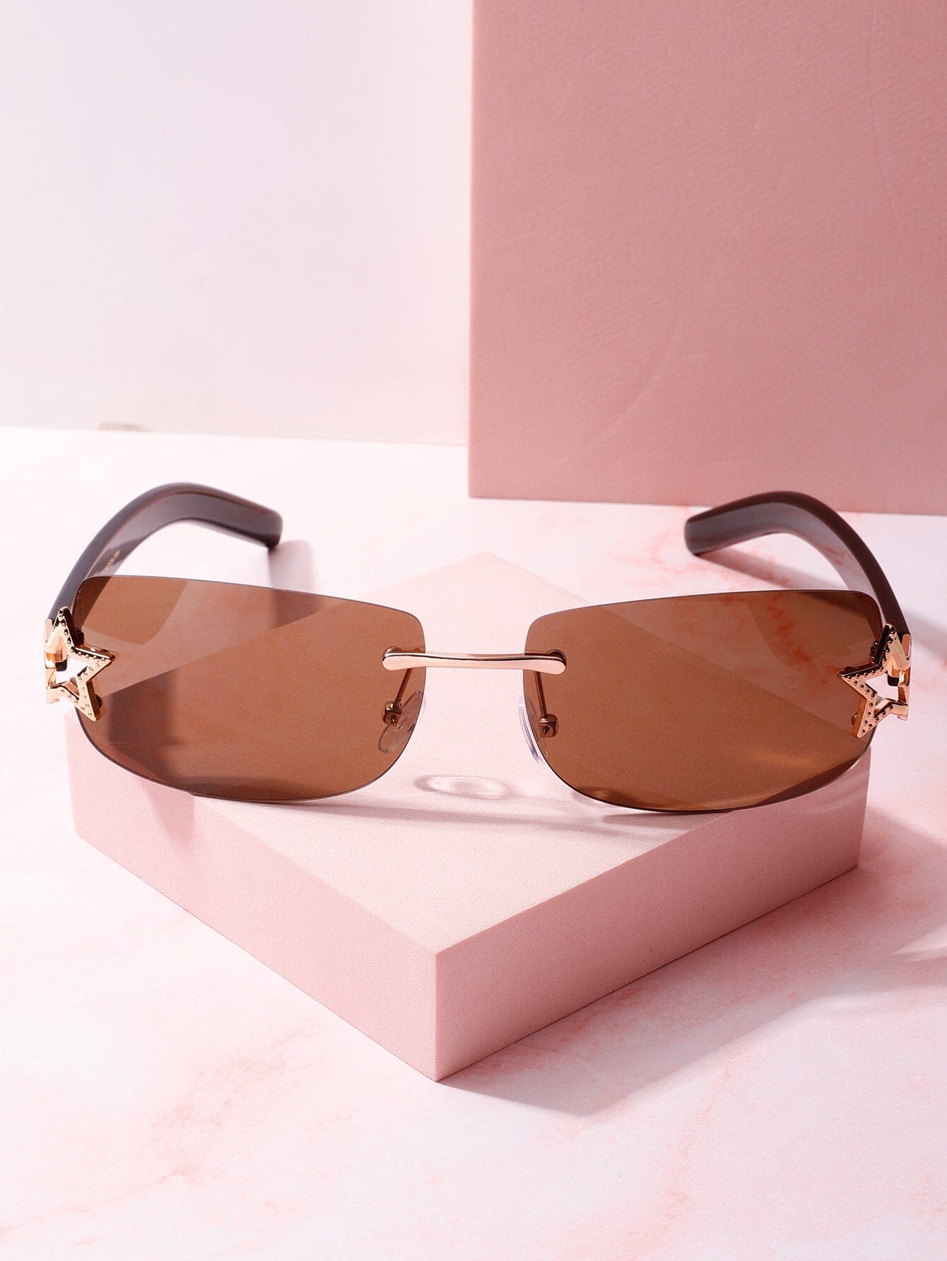 Space Cowboy Rimless Sunglasses Sunglasses mure + grand Gold/Brown 