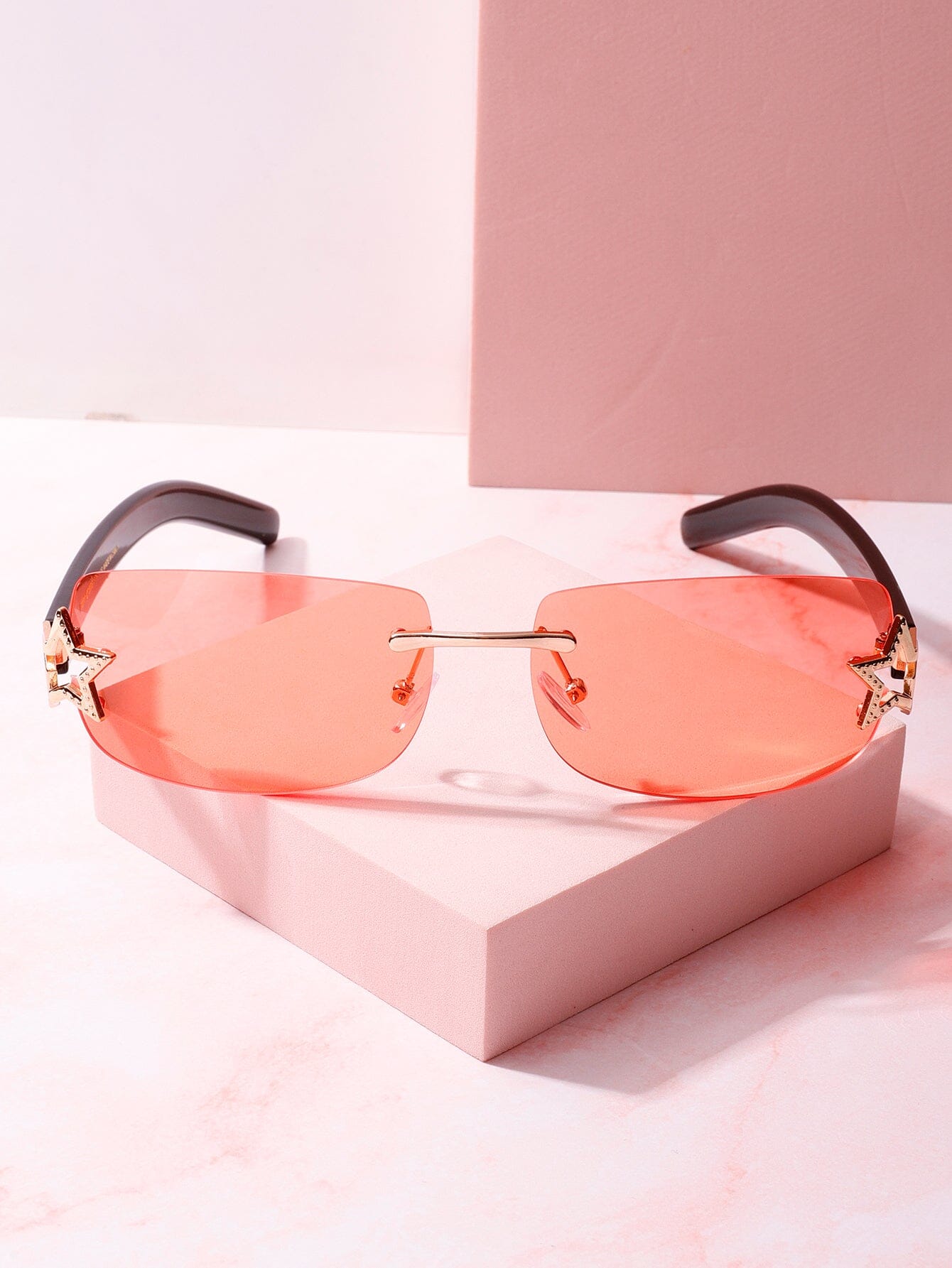 Space Cowboy Rimless Sunglasses Sunglasses mure + grand Gold/Pink 