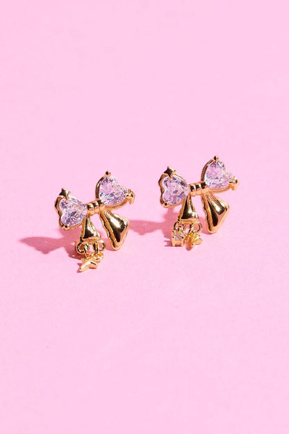 Sparkle Bow Sterling Silver Stud Earrings Earrings mure + grand Gold 