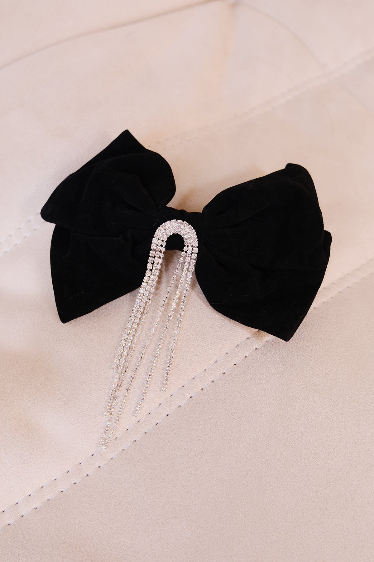 Sparkling Rhinestone Velvet Bow Hair Clip Hair Accessory mure + grand 