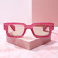 SPF Square Frame Sunglasses Sunglasses mure + grand Pink/Green Lens 