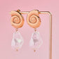 Spiral Shell & Pearl Drop Statement Earrings Earrings mure + grand 