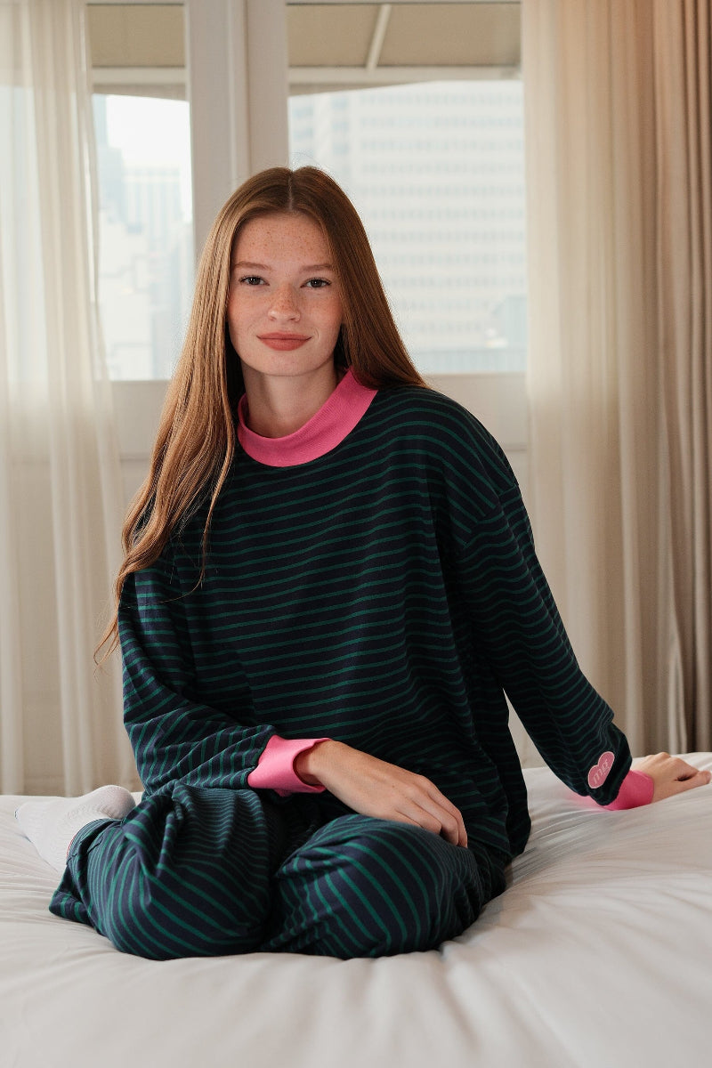 Striped Green Lounge Set With MockneckMure + Grand