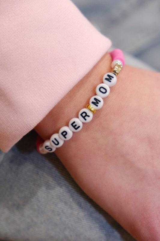 Super Mom Inspirational Beaded Bracelet Bracelet mure + grand 