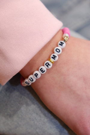 Super Mom Inspirational Beaded Bracelet