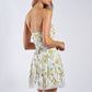 Tansy Flower Print Front Tie Strapless Mini Dress Clothing Sky to Moon 