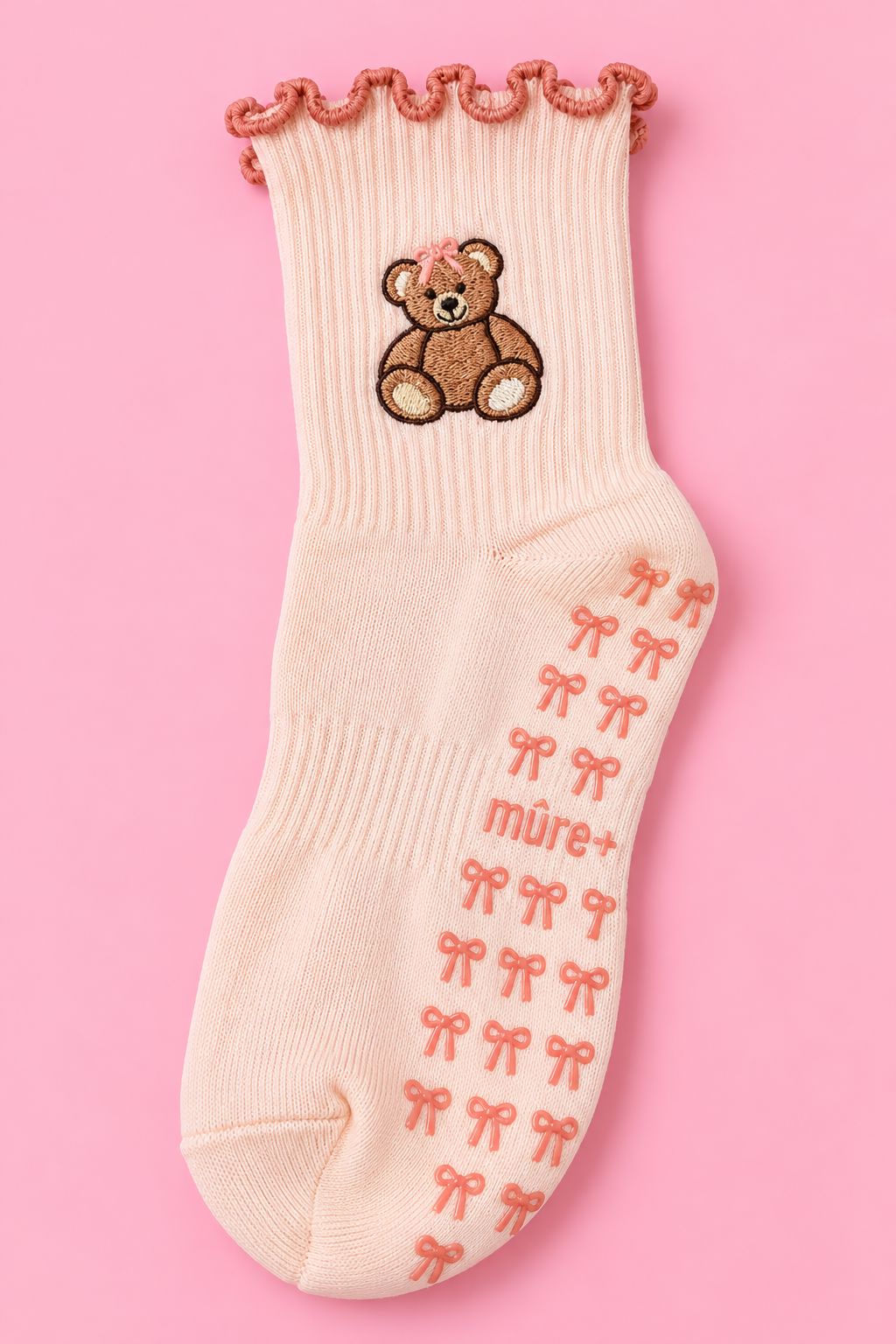 Teddy Bear Frill Pilates Grip Socks Socks mure + grand 