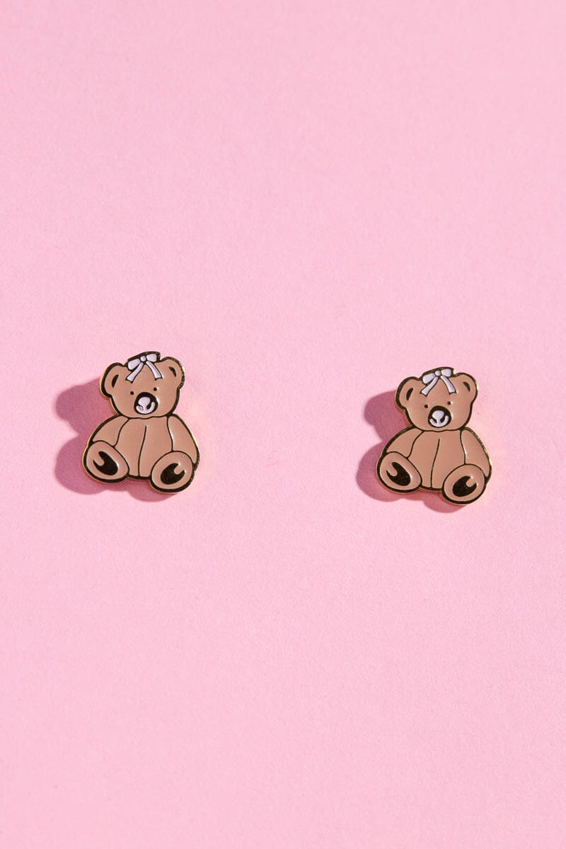 Teddy Weddy Enamel Charm Stud Earrings Earrings mure + grand 