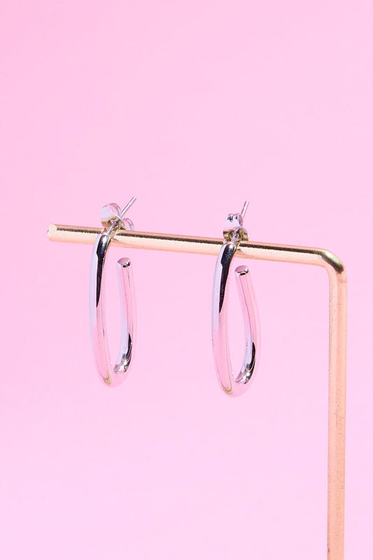 Thin Hoop Earrings mure + grand Silver 