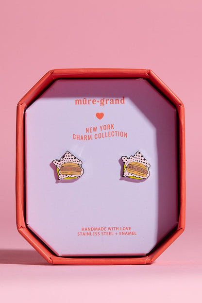 This and New York Enamel Charm Stud Earrings Earrings mure + grand Gold 