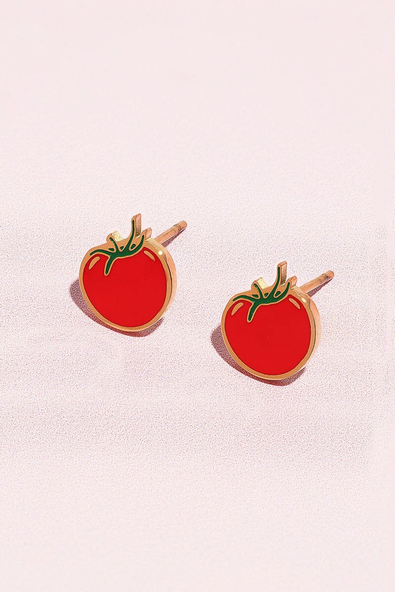 Tomato Girl Enamel Charm Stud Earrings Earrings mure + grand 