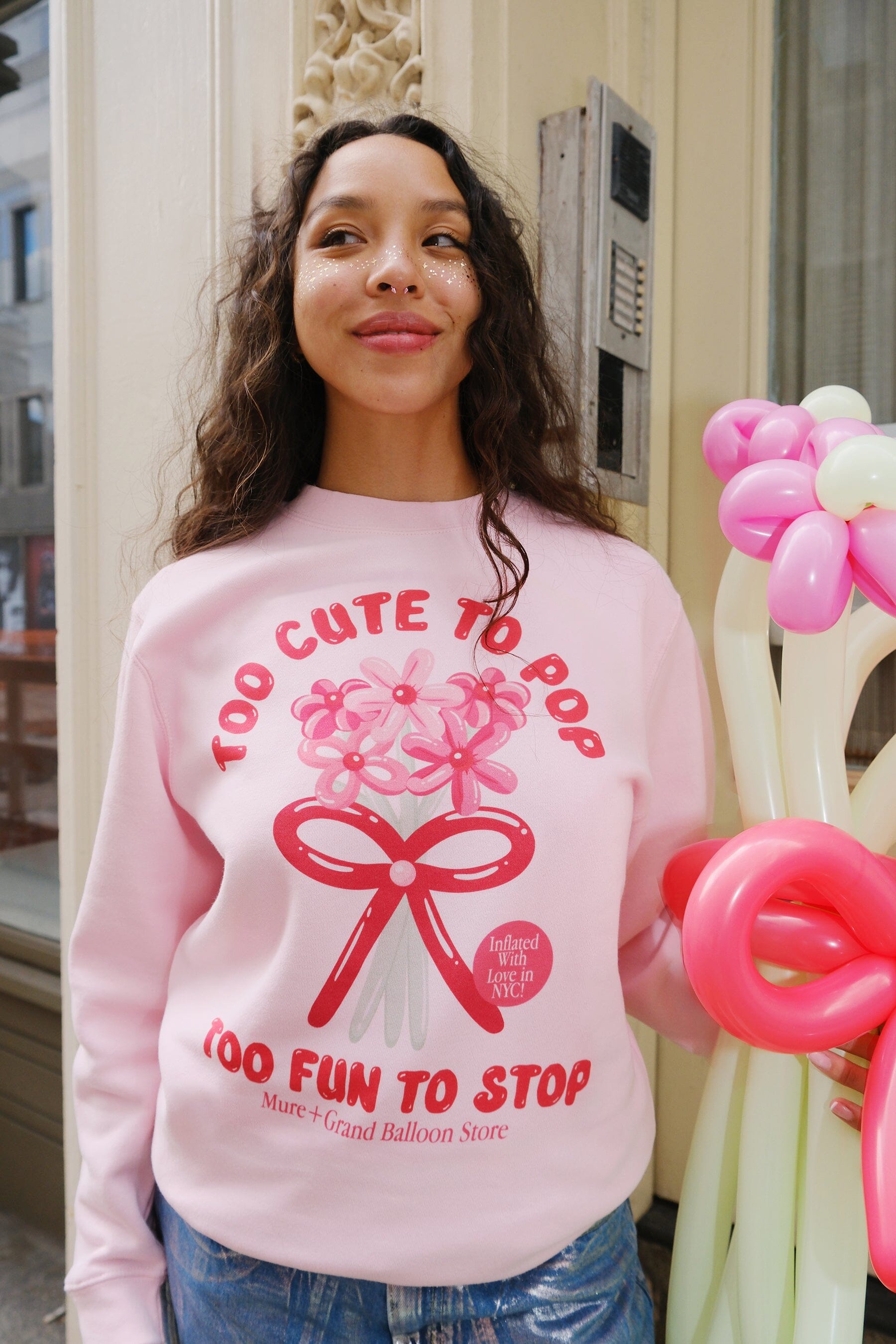 Too Cute To Pop Too Fun to Stop Graphic Sweatshirt sweatshirt mure + grand Pink XS 