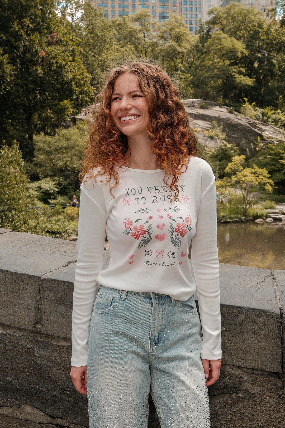 Too Pretty to Rush Long Sleeve Baby Tee Baby Tee mure + grand 