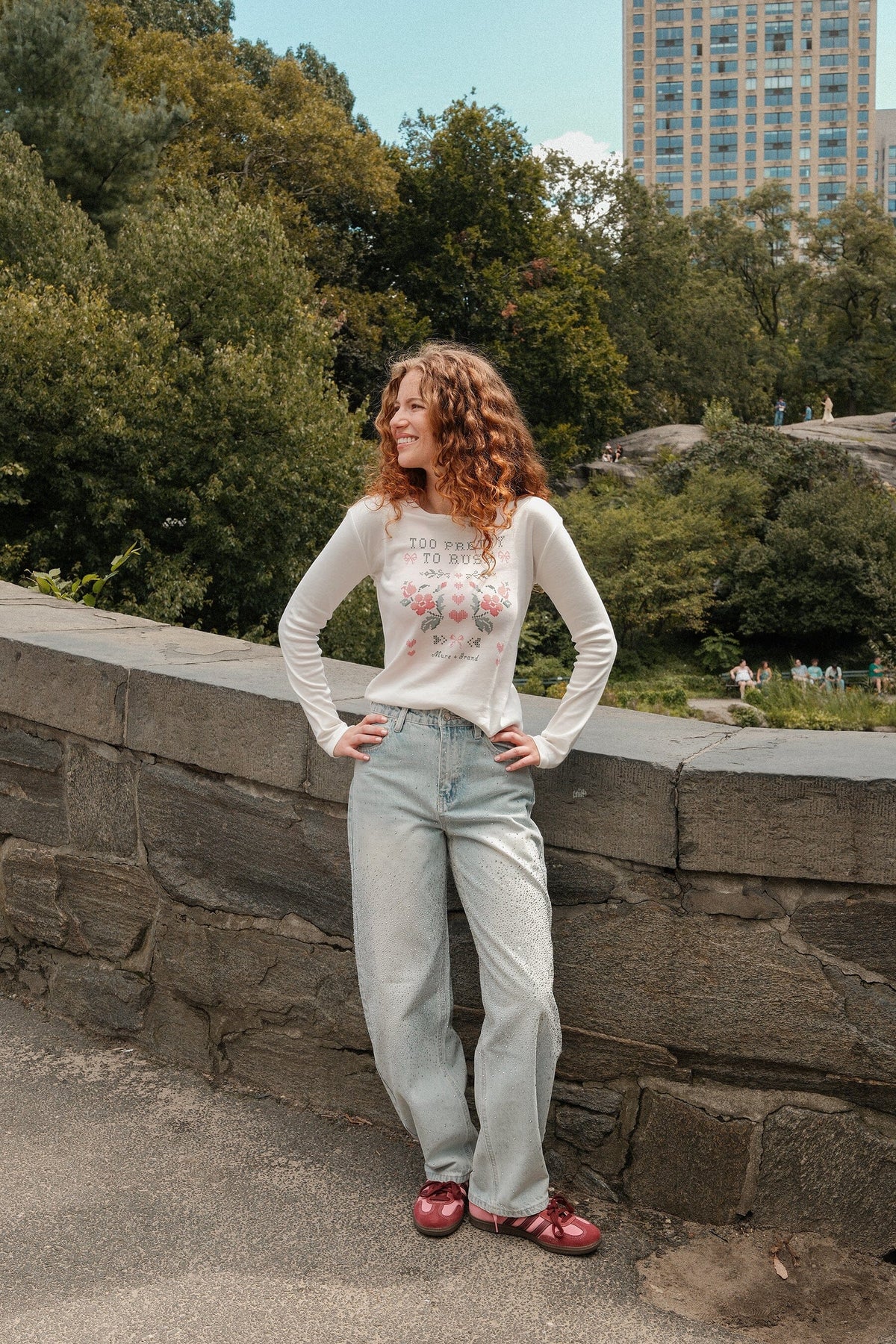 Too Pretty to Rush Long Sleeve Baby Tee Baby Tee mure + grand 