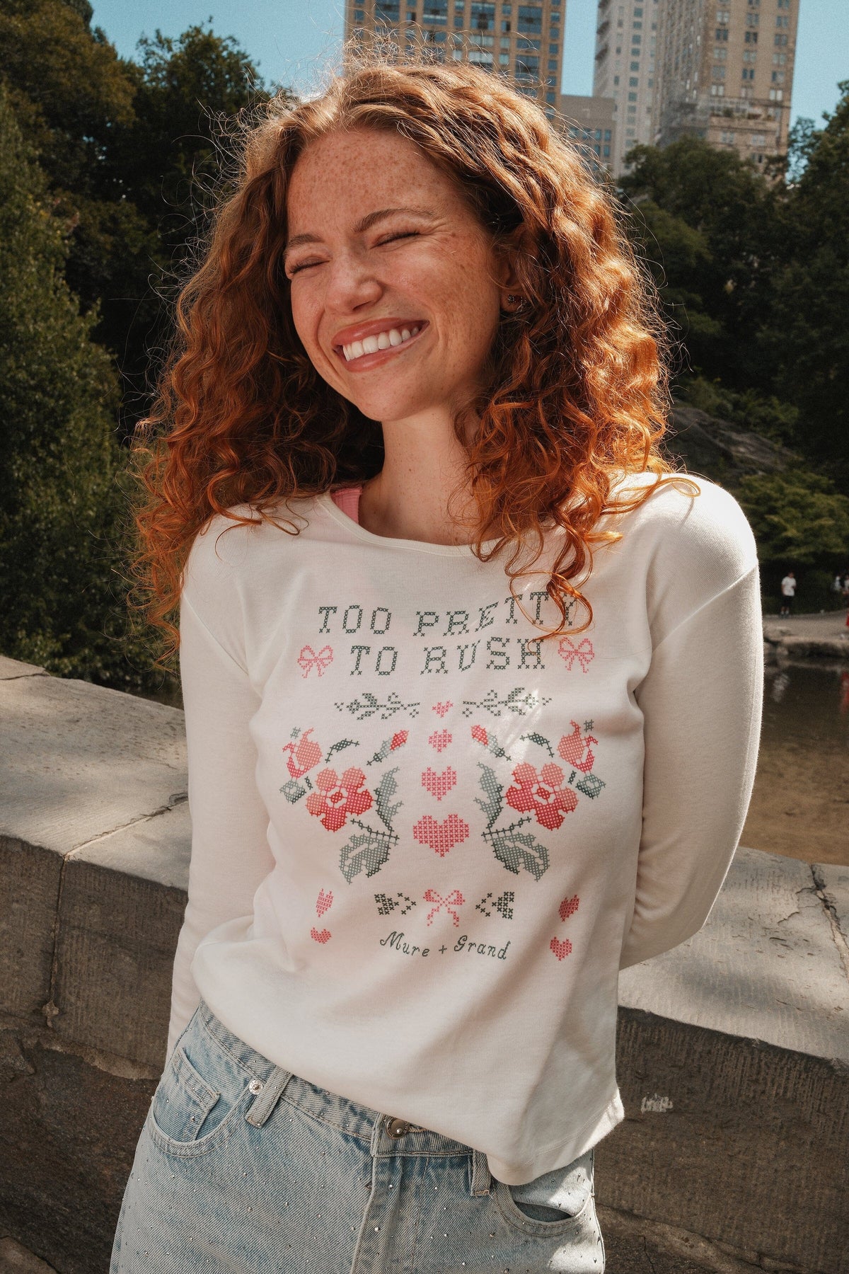 Too Pretty to Rush Long Sleeve Baby Tee Baby Tee mure + grand 