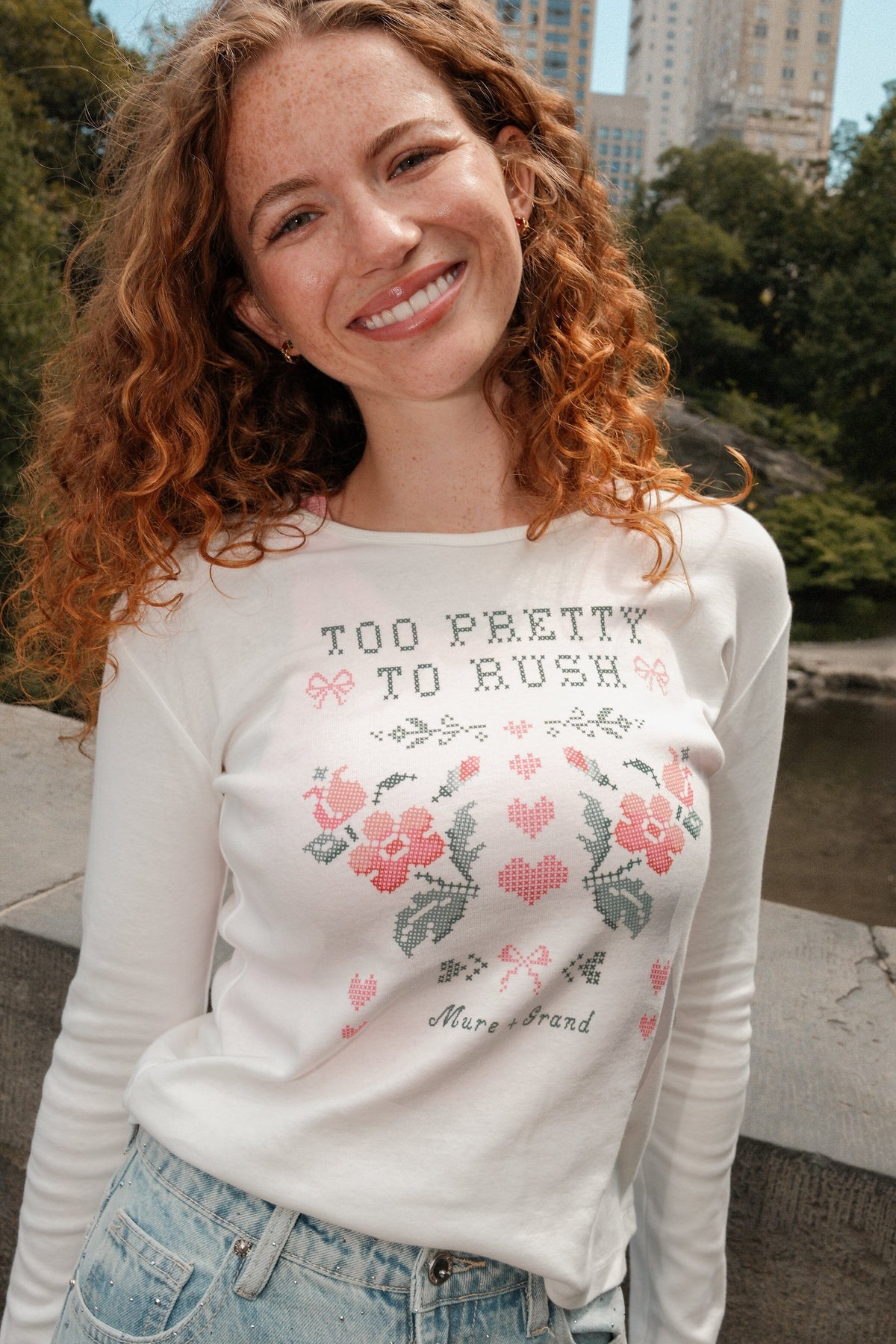 Too Pretty to Rush Long Sleeve Baby Tee Baby Tee mure + grand 