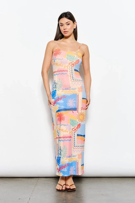 Tory Beach Print Mesh Maxi Dress Clothing Pretty Garbage 
