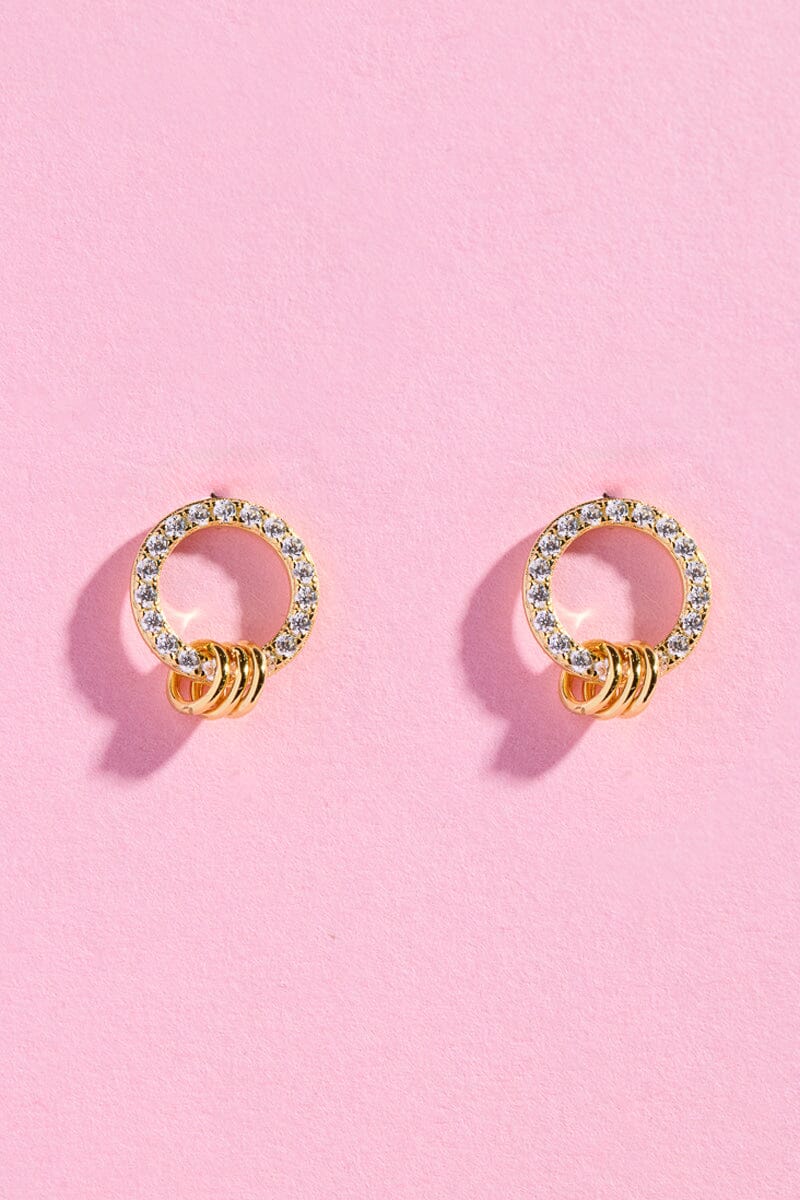 Triple Link Halo Sterling Silver Stud Earrings Earrings mure + grand 