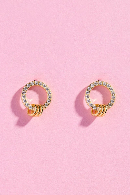 Triple Link Halo Sterling Silver Stud Earrings Earrings mure + grand 