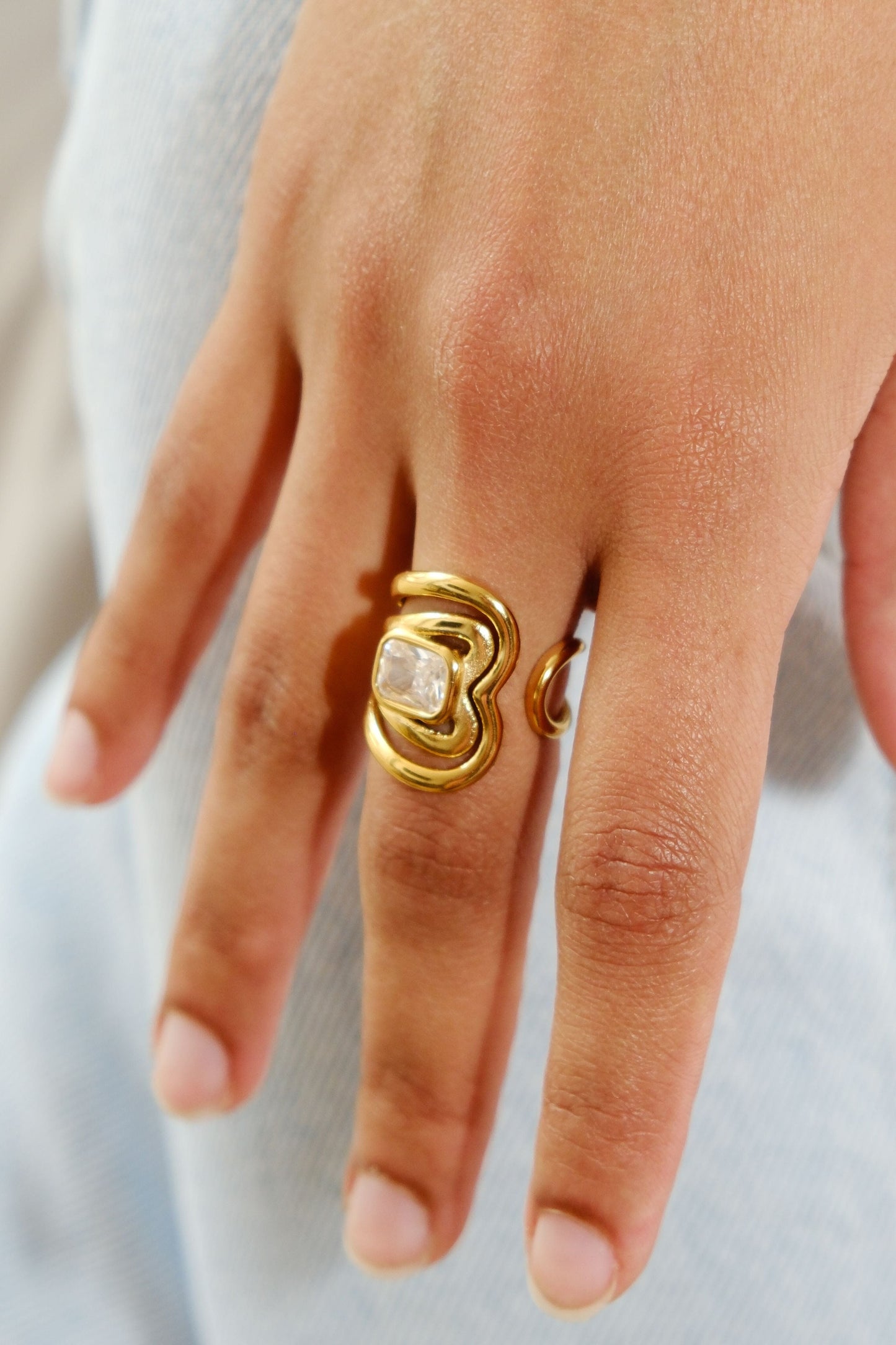 Twisted Stacking Ring Ring mure + grand Gold 