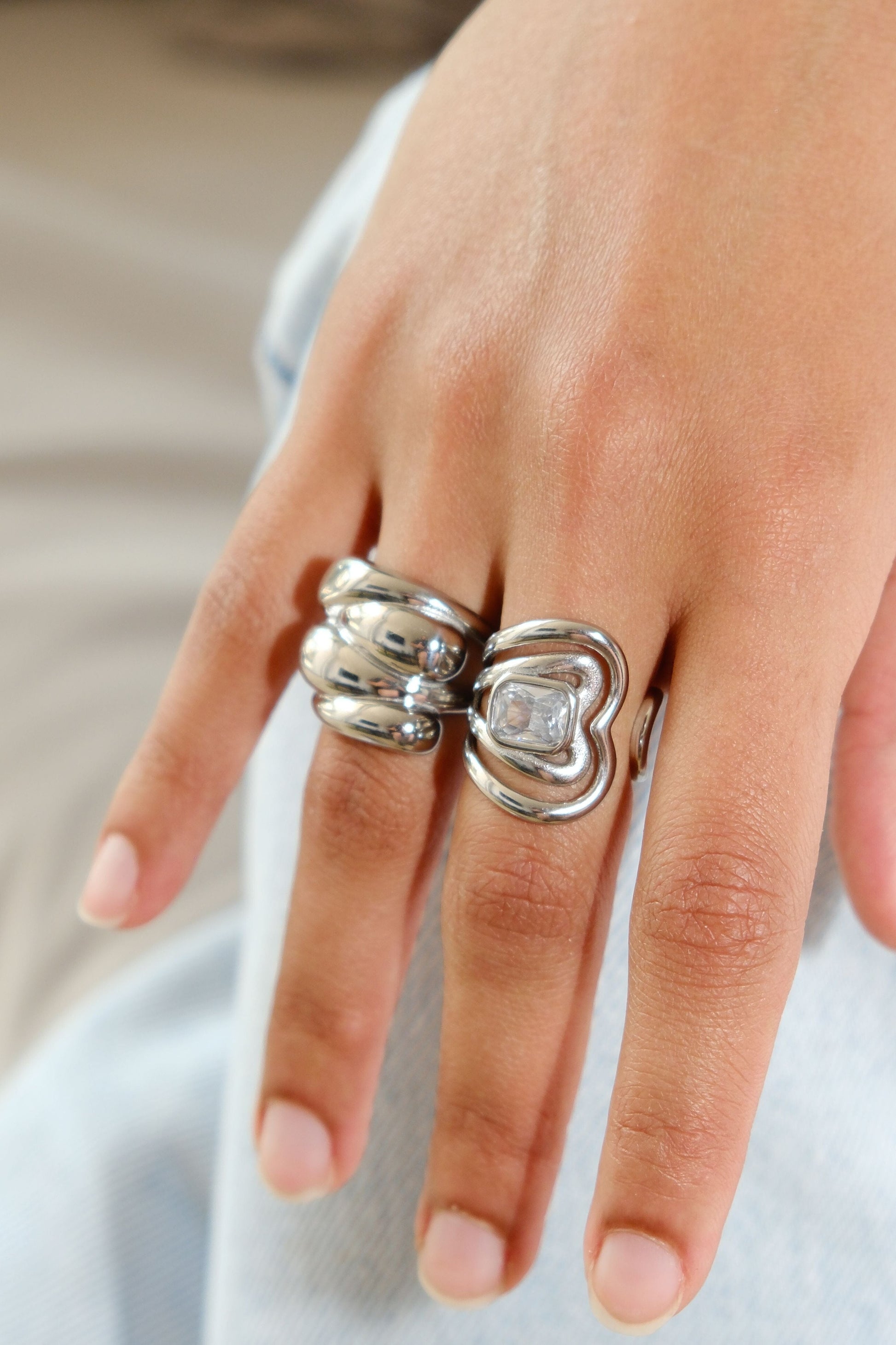 Twisted Stacking Ring Ring mure + grand Silver 