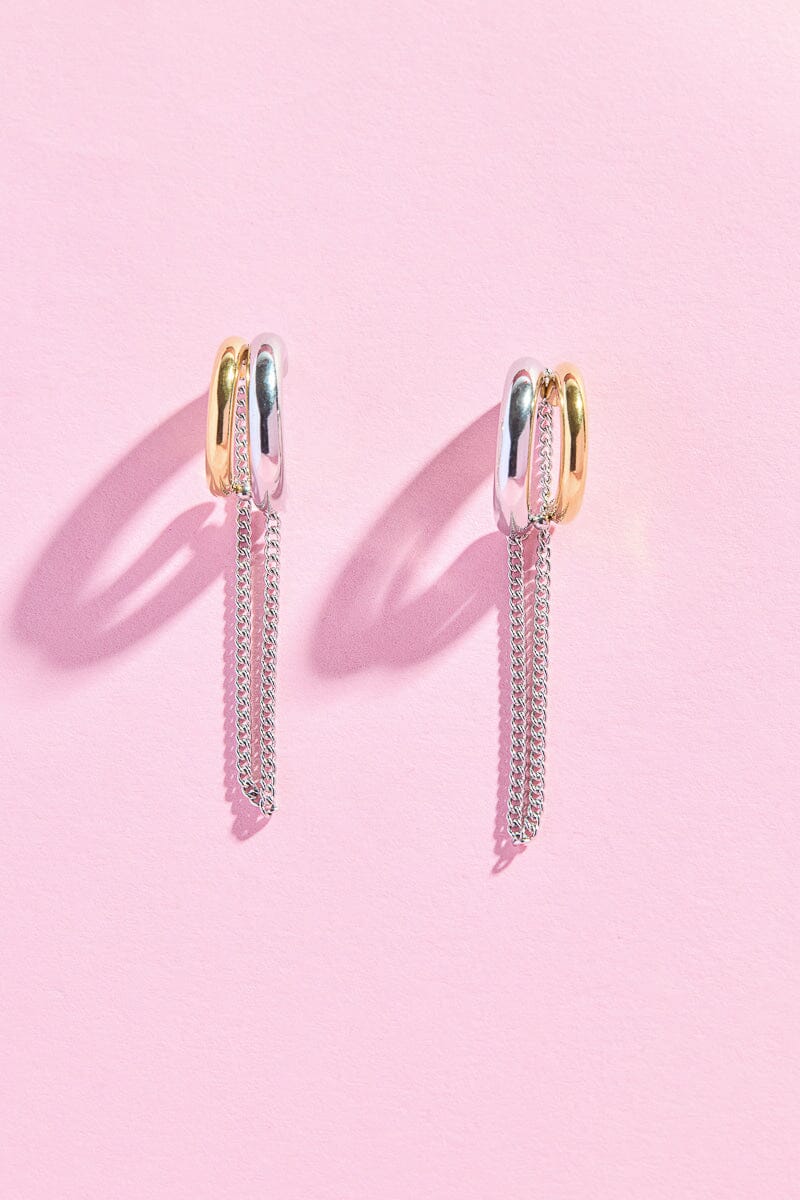 Two Toned Tassel Hoop EarringsMure + Grand