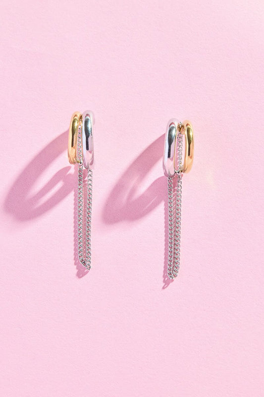 Two Toned Tassel Hoop Earrings Earrings mure + grand 