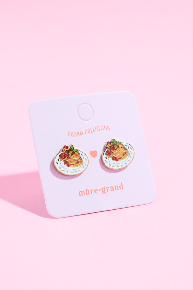 U Spaghetti Me Enamel Charm Stud EarringsMure + Grand