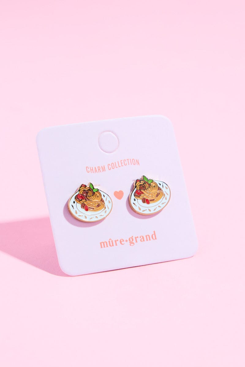 U Spaghetti Me Enamel Charm Stud Earrings Earrings mure + grand 