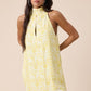Vera Vintage Print Turtle Neck Cutout Mini Dress Clothing Sky to Moon 