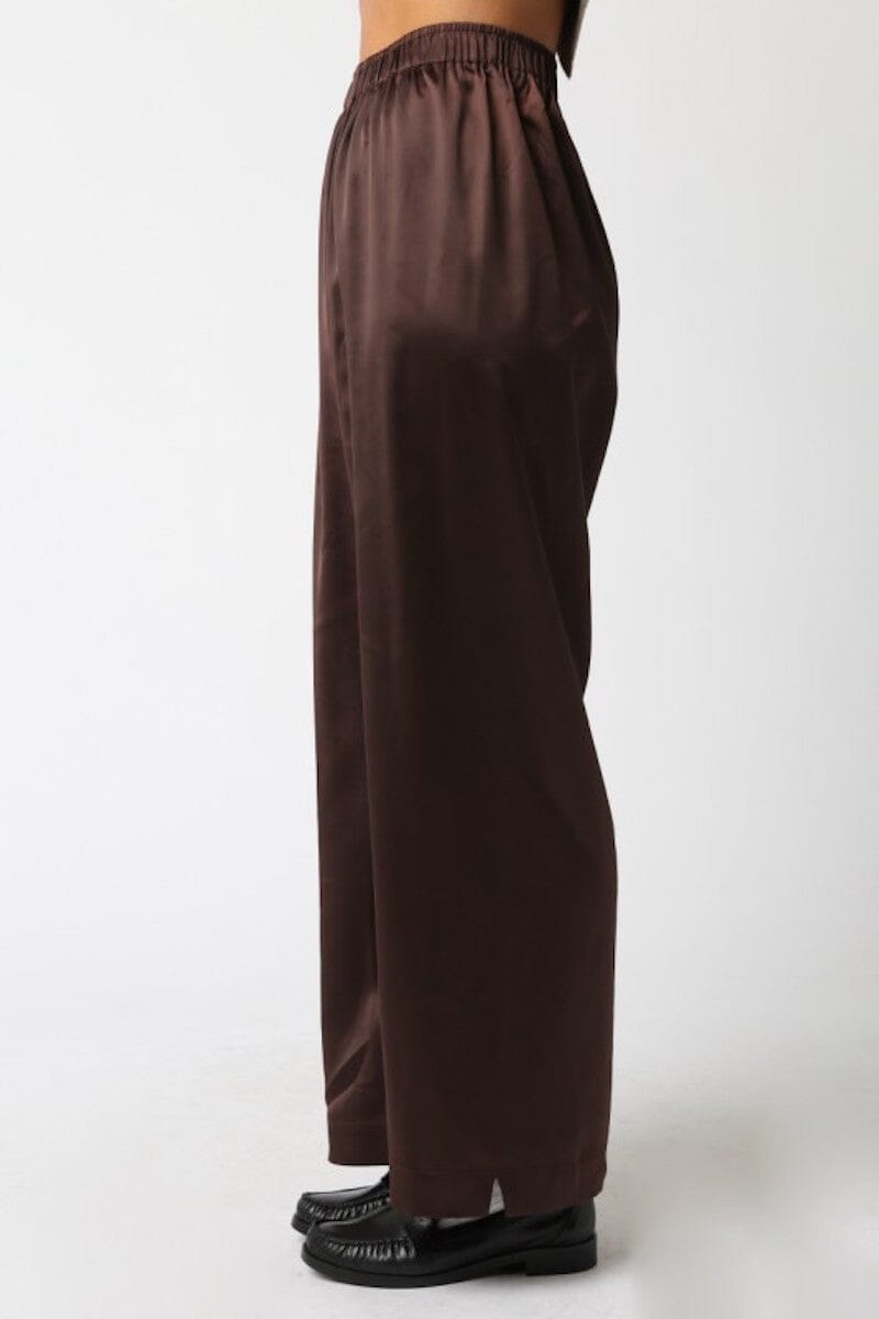 Victoria Elastic Waistband Satin Pants Clothing Olivaceous 