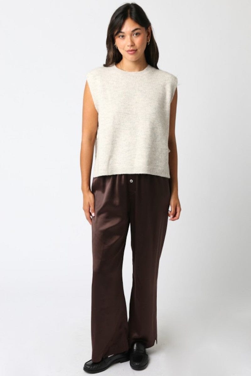 Victoria Elastic Waistband Satin Pants Clothing Olivaceous 