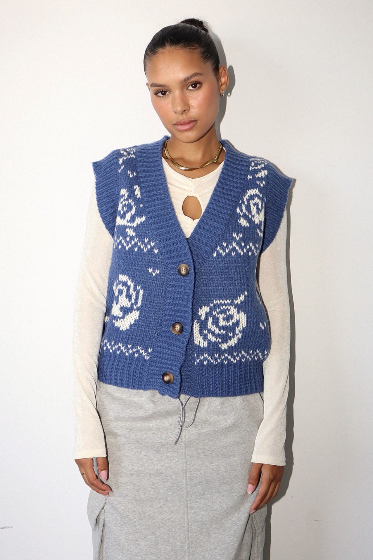Vintage Rose Knit Vest Clothing Bailey Rose 