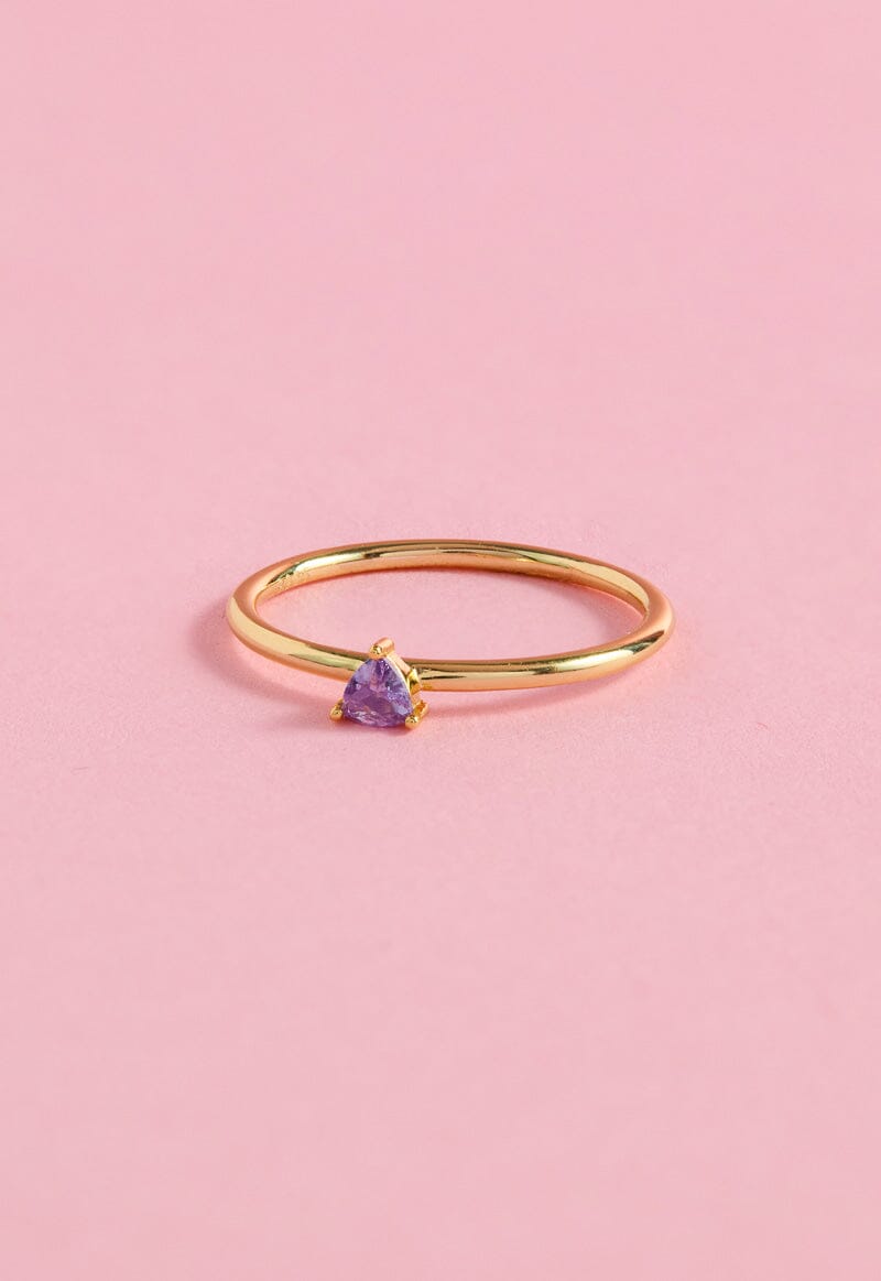 Violet Trillion Cut Sterling Silver Ring Ring mure + grand 
