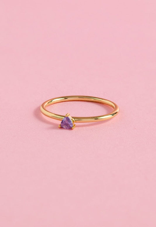Violet Trillion Cut Sterling Silver Ring Ring mure + grand 