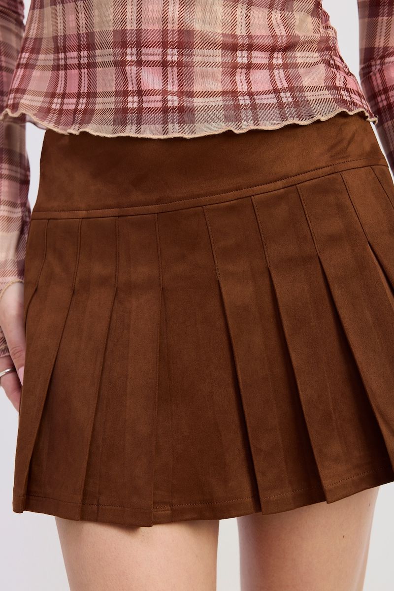 Vivian Suede Mini Pleaded Skirt Clothing Emory Park 