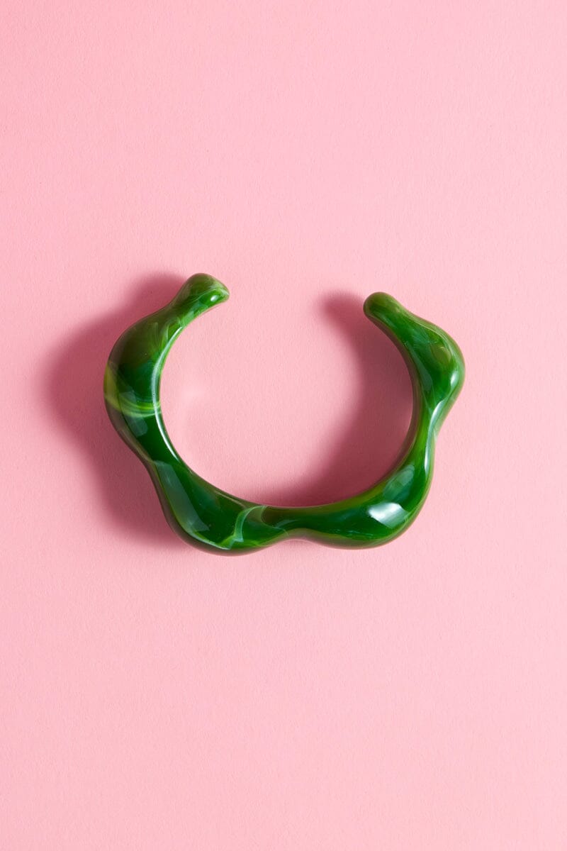 Wavy Acrylic Resin Bracelet Bracelet mure + grand Green 