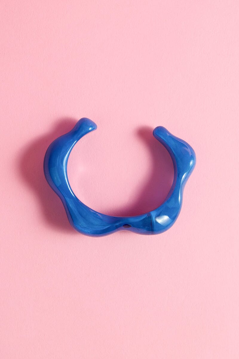 Wavy Acrylic Resin Bracelet Bracelet mure + grand Navy Blue 