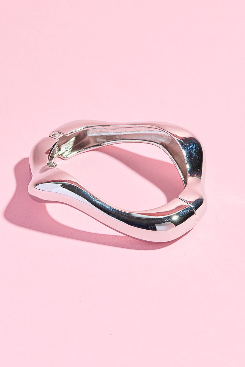 Wavy Cuff Bangle Bracelet Mure + Grand Silver 