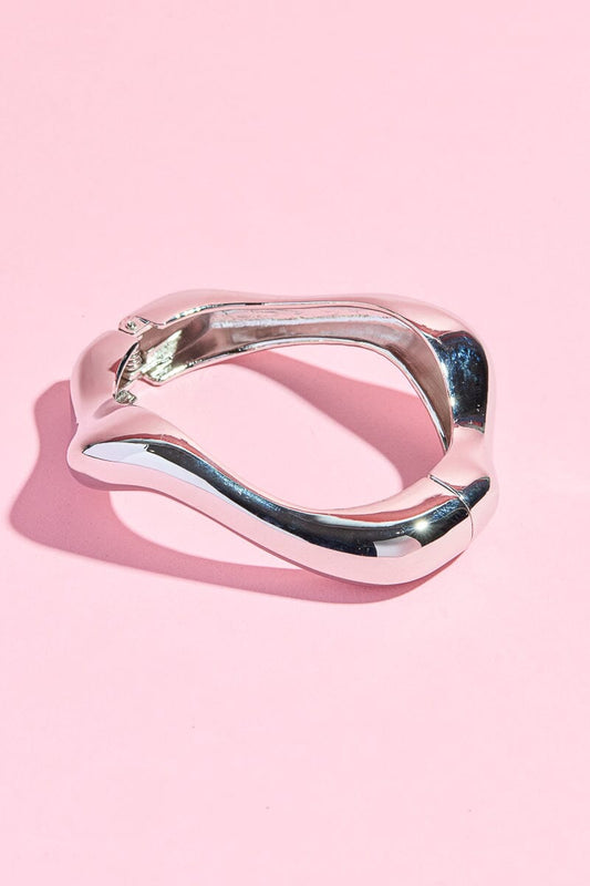 Wavy Cuff Bangle Bracelet Mure + Grand Silver 