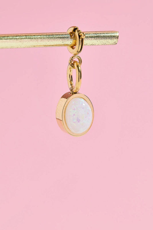 White Opal Charm With Spring Clip Mure + Grand 