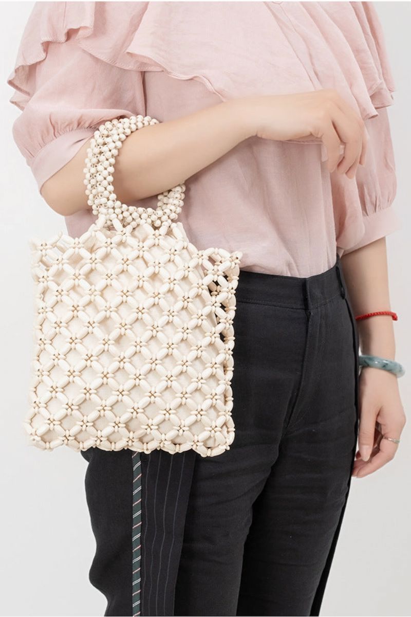 Wooden Bead Contrast Color Handbags Bags Dipped Shop 