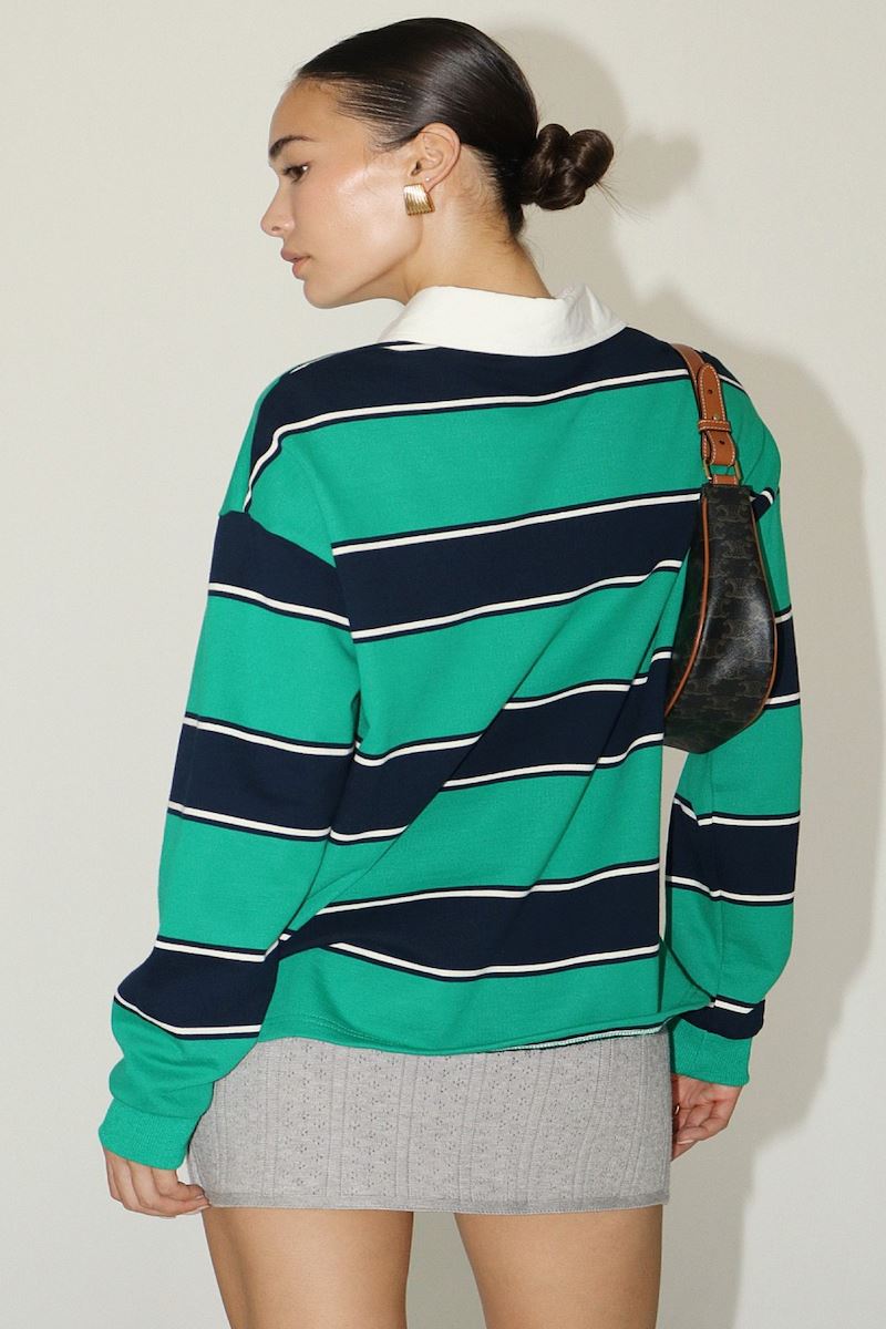 Yancy Stripe Knit Polo Top Clothing Bailey Rose 