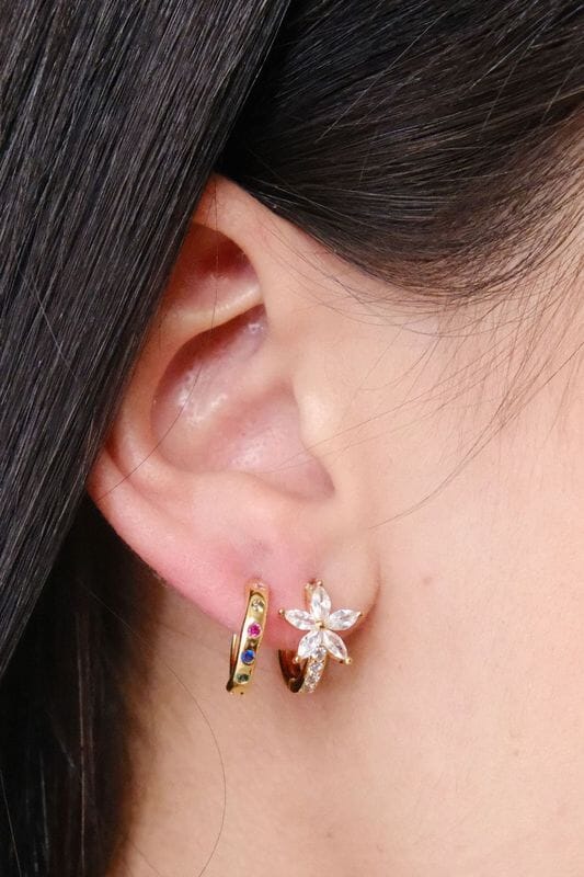 Yciana Crystal Sterling Silver Huggie Earrings Earrings mure + grand 