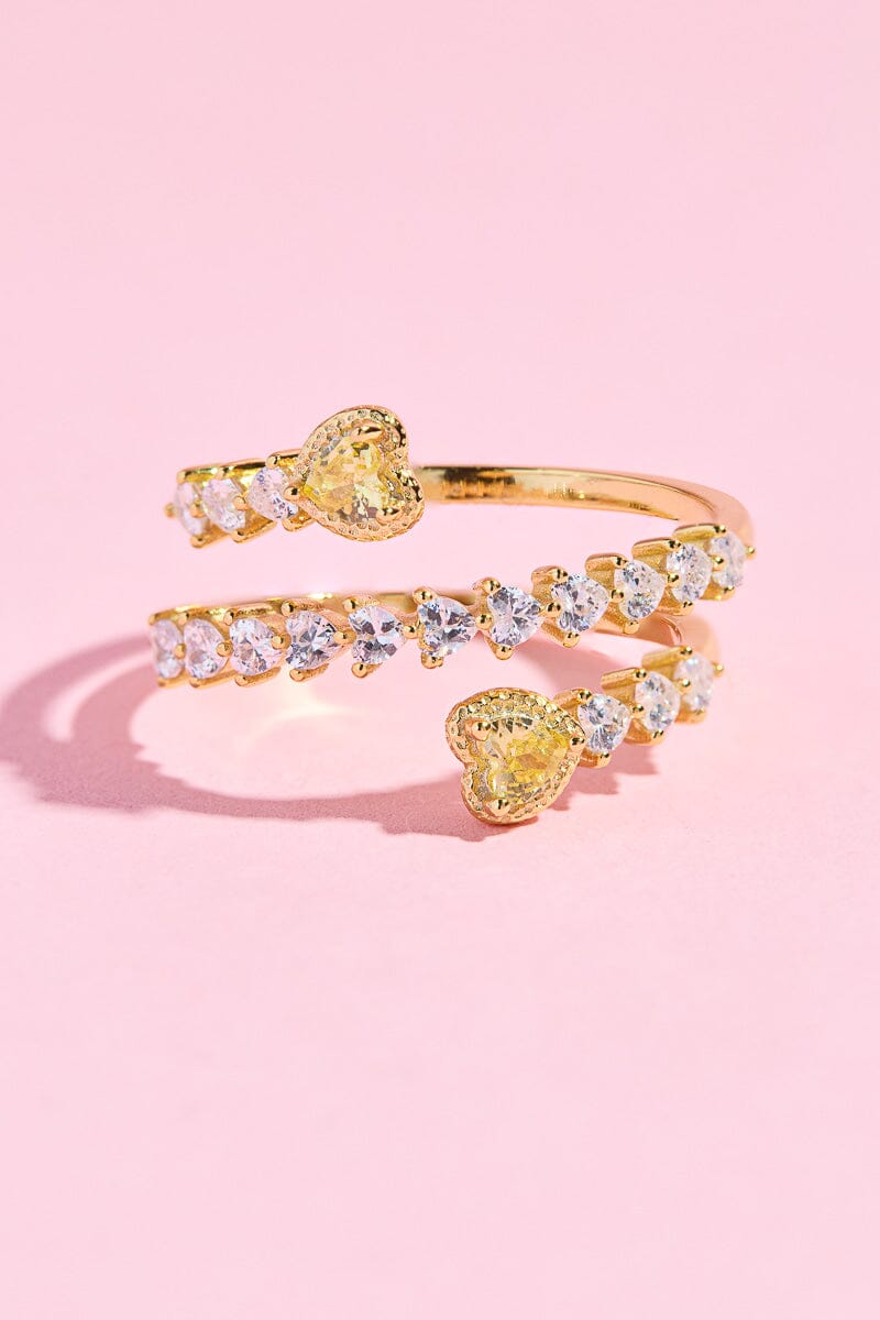 Yellow Gemini Heart Sterling Silver Ring Rings Mulberry & Grand 