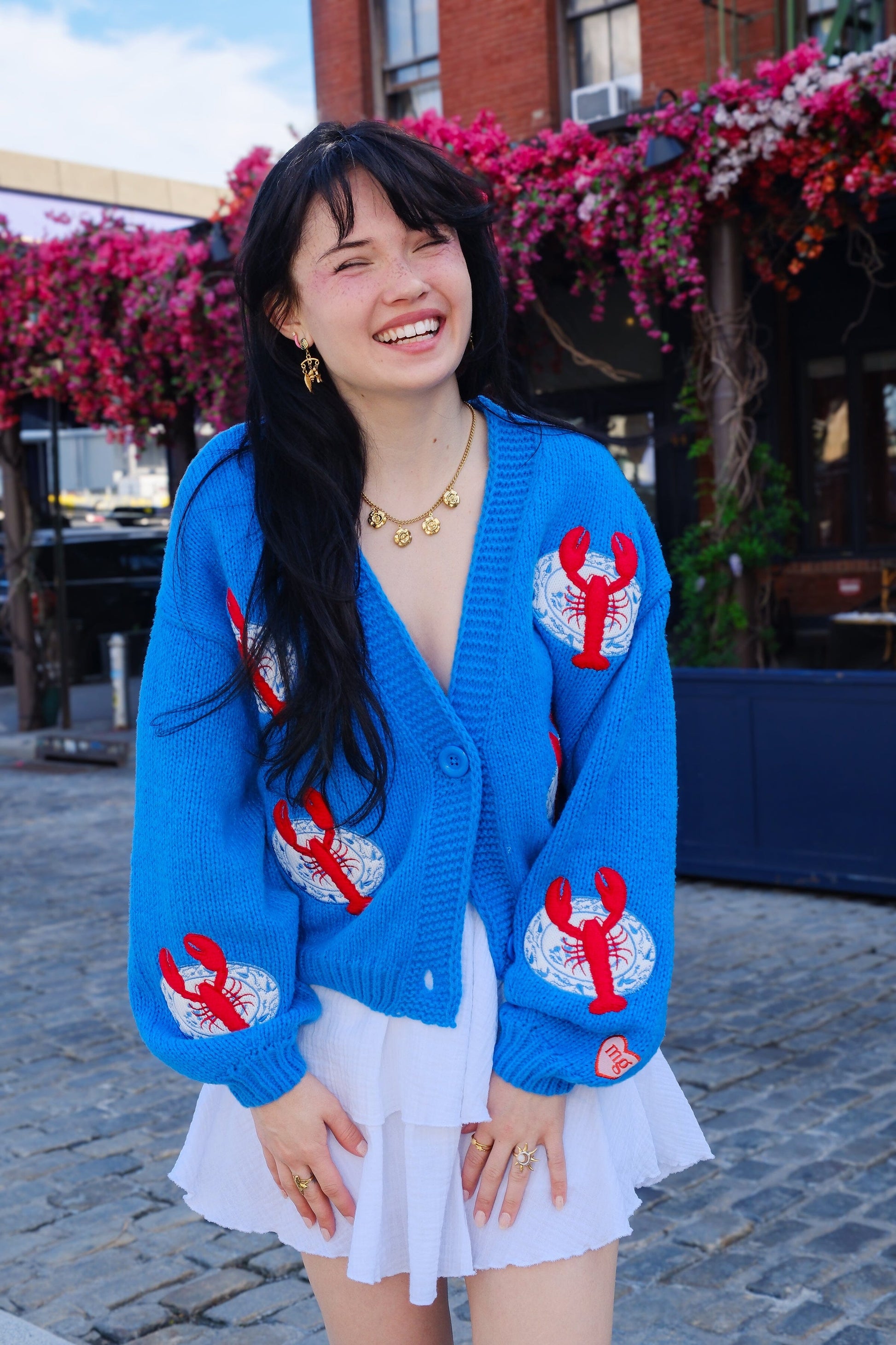 You're A Reel Catch Puff Cardigan Sweater mure + grand 
