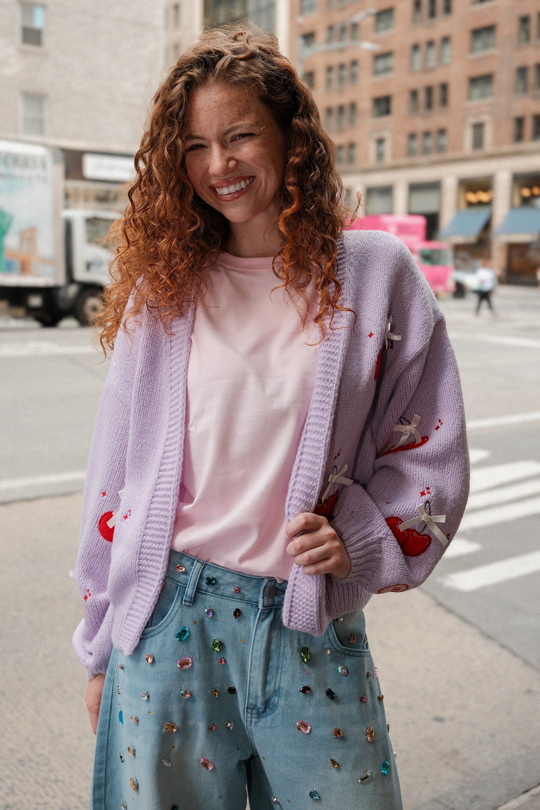 Youre the Cherry on Top Puff Lilac Cardigan | Order Now | Mure + Grand