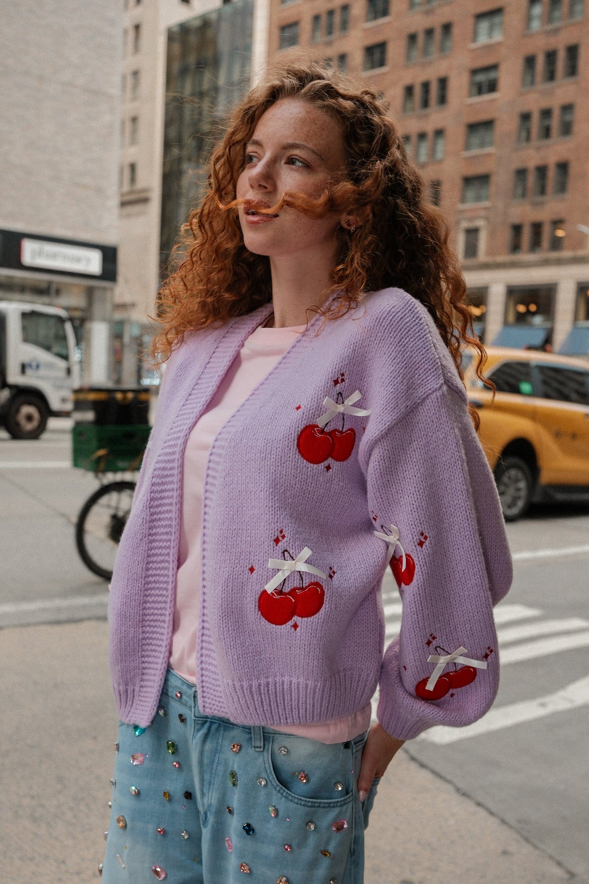 You're the Cherry on Top Puff Cardigan Sweater mure + grand 
