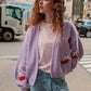 You're the Cherry on Top Puff Cardigan Sweater mure + grand 