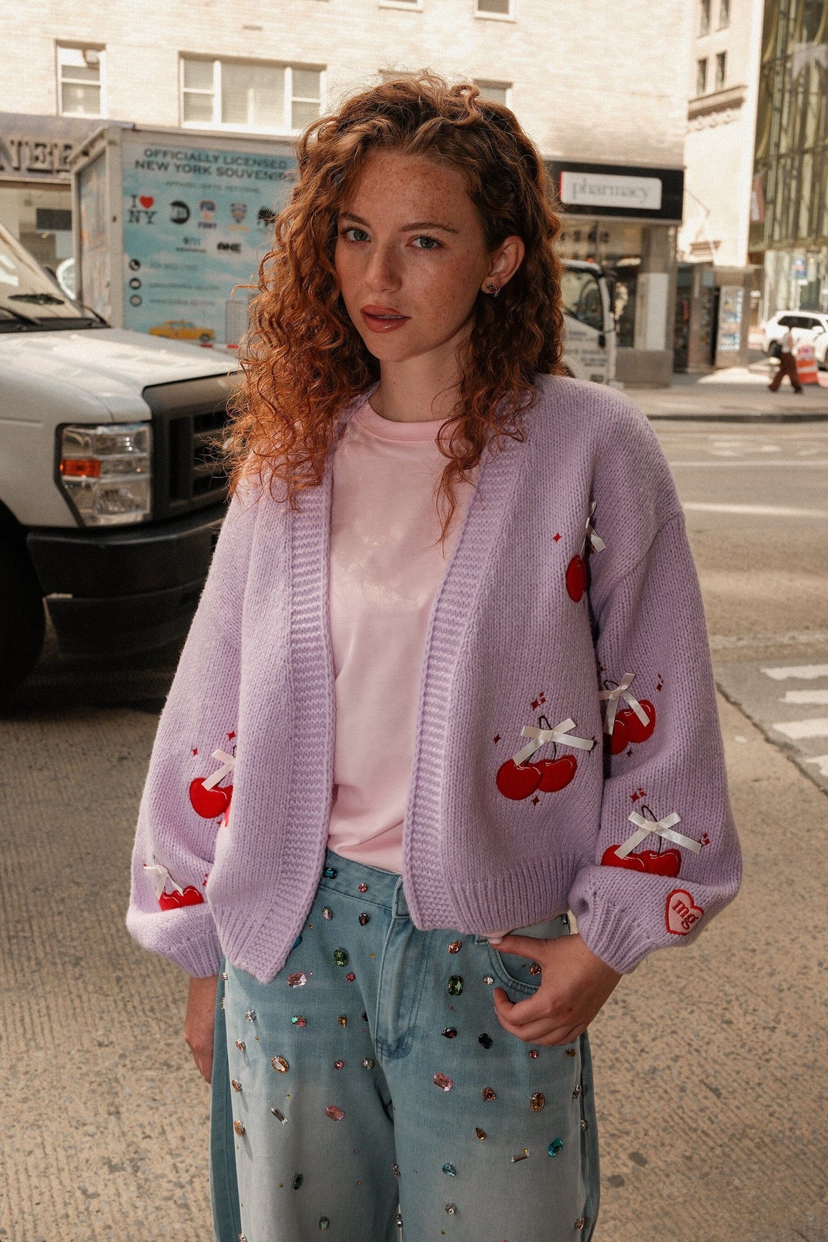 You're the Cherry on Top Puff Cardigan Sweater mure + grand 